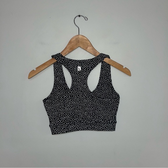 BuffBunny Sports Bra Women's Size XS Black White Spotted Solar Racerback Support - Picture 5 of 6